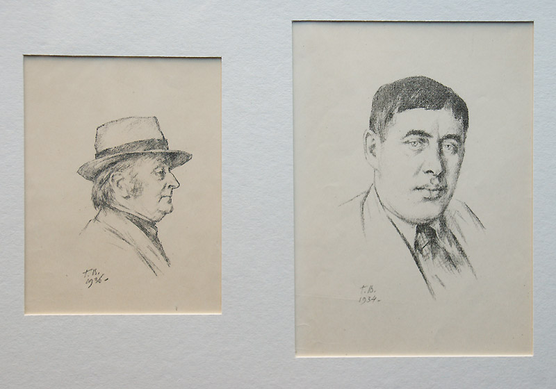 Георгий Верейский. Портрет Виктора Замирайло. 1936 / Георгий Верейский. Портрет Тициана Табидзе. 1934