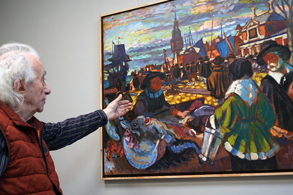 Анатолий Заславский у картины Георгия Мудрёнова